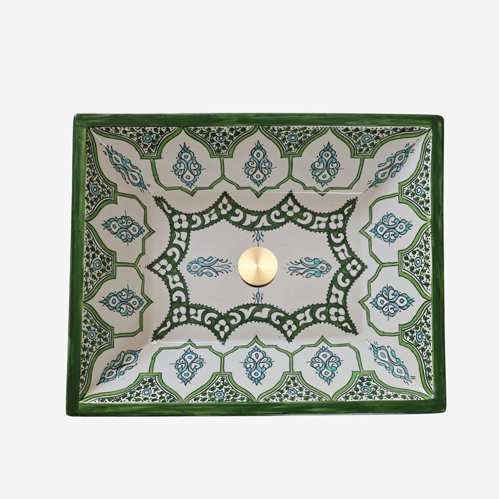 Double vasque rectangulaire pour salle de bain parentale luxe, finition porcelaine.
