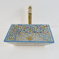 Vasque céramique peinte à la main motifs colorés, décoration artisanale Maroc.