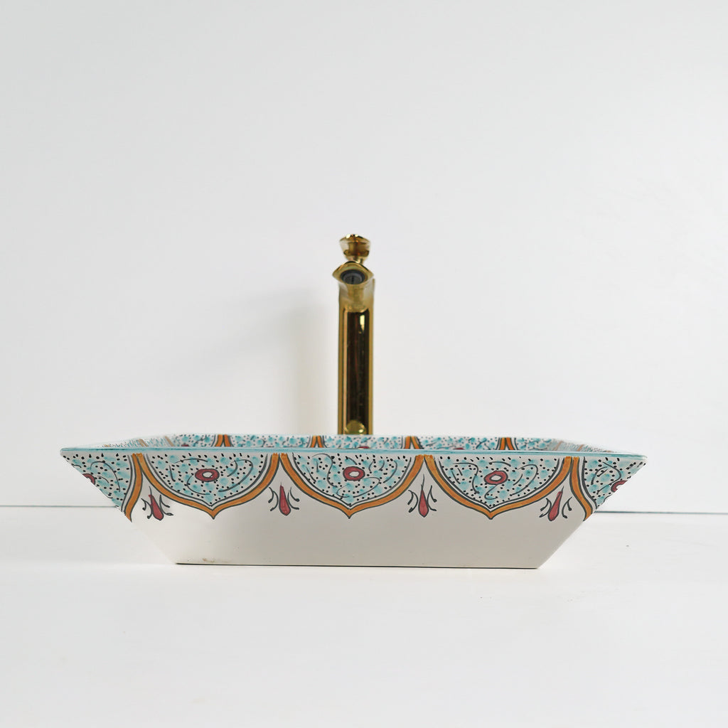 Lavabo vasque à poser ronde en céramique blanche brillante, design moderne Maroc