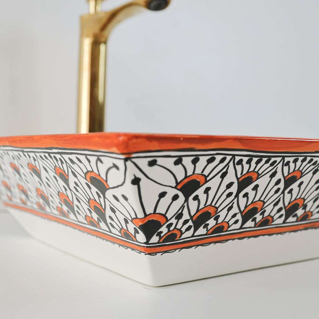 Lavabo sur pied rétro vintage blanc, salle de bain classique chic Tanger.